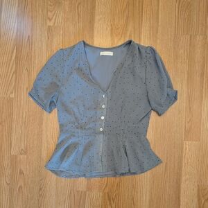 Elegant Gray Button-Up Women's Blouse